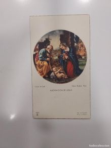 Cartoline: ESTAMPA RELIGIOSA. LORENZO DE CREDI. ADORACION DE JESUS. GALERIA BORGHESE. 10 x 5 cm. ANCLA LT 587